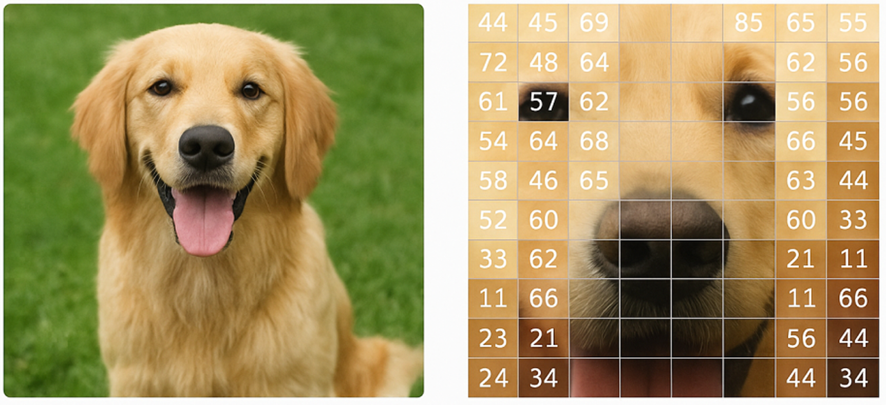 Original and pixel grid images